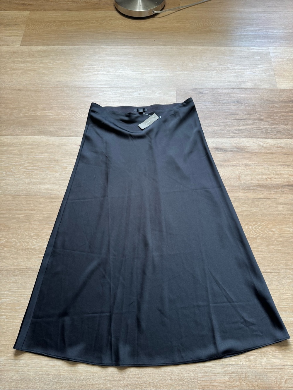 J. Crew Black Satin Bias-Cut Midi Skirt - Picture 2 of 9